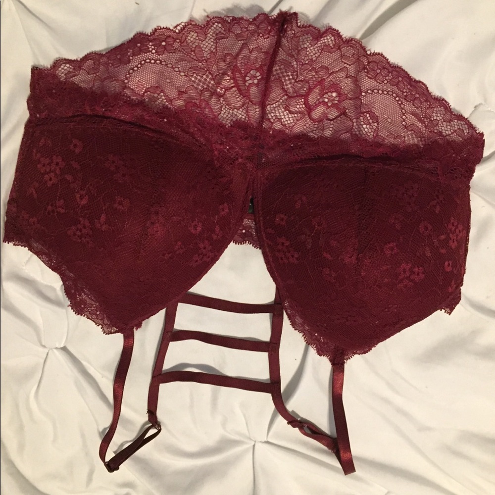 Ruby red bandeau style top with straps